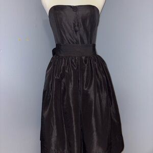 Classic Strapless Black Satin Party Dress